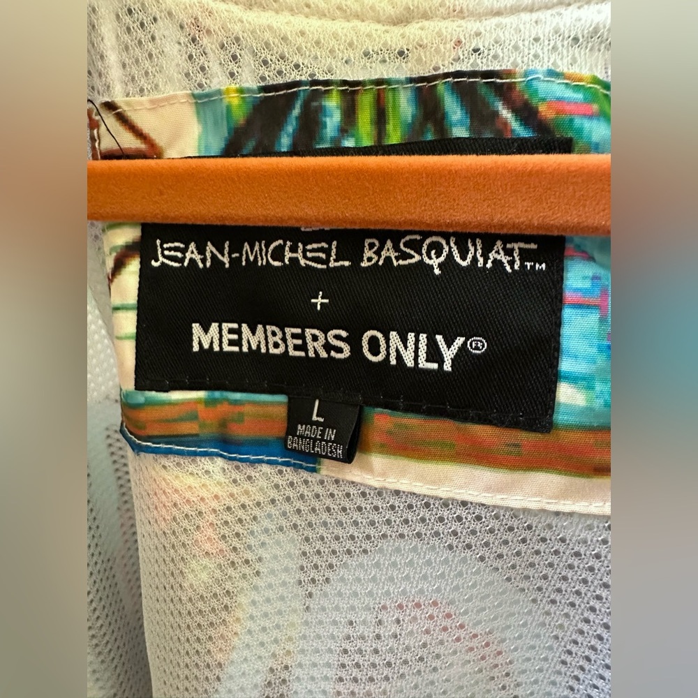 Members Only Basquiat artist easy to wear spring jacket size L art to wear - Picture 2 of 5